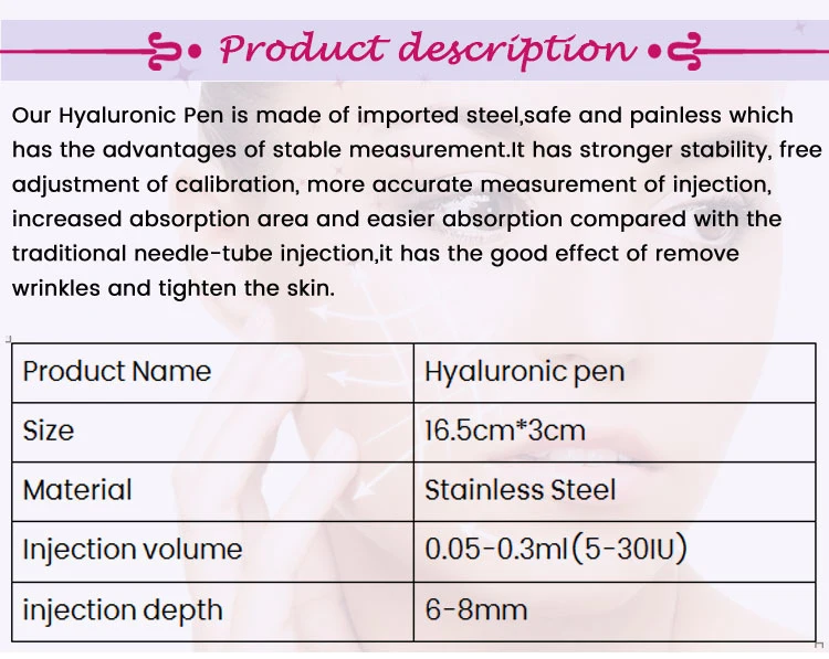 0.3ml Cross Linked Hyaluronic Acid Derm Hyaluronic Pen for Face Injetavel and Make Lip Filler