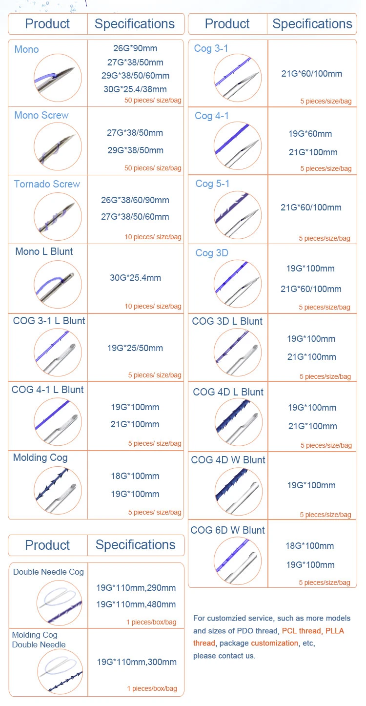 Cog 4-1 19/21g 100mm Pdo Threads Antiaging Facial Lift Absorbable Thread