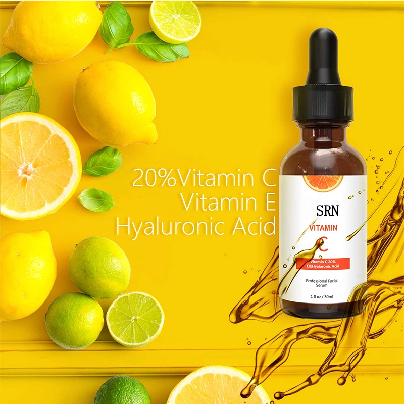 Private Label  Organic Anti-Aging Moisturizing Skin 20% Vitamin C Serum  with Hyaluronic Acid