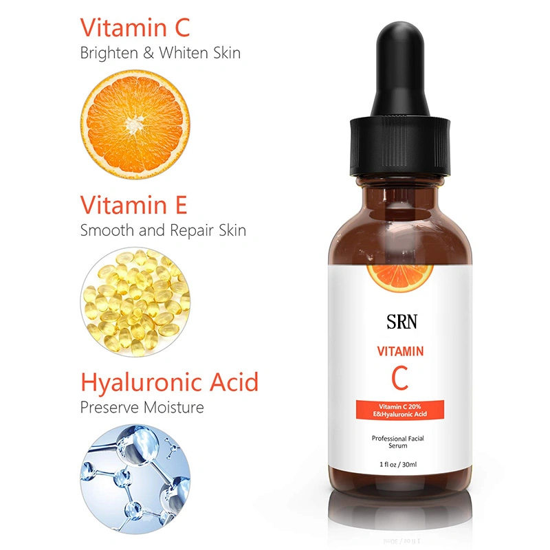 Private Label  Organic Anti-Aging Moisturizing Skin 20% Vitamin C Serum  with Hyaluronic Acid