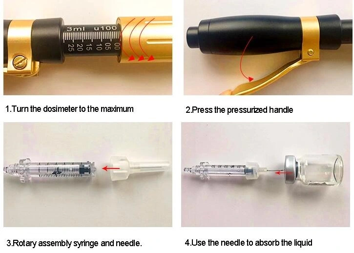 2 in 1 Needle Free Injection Mesotherapy Hyaluronic Acid Dermal Filler Lip Filler Hyaluron Pen Gun