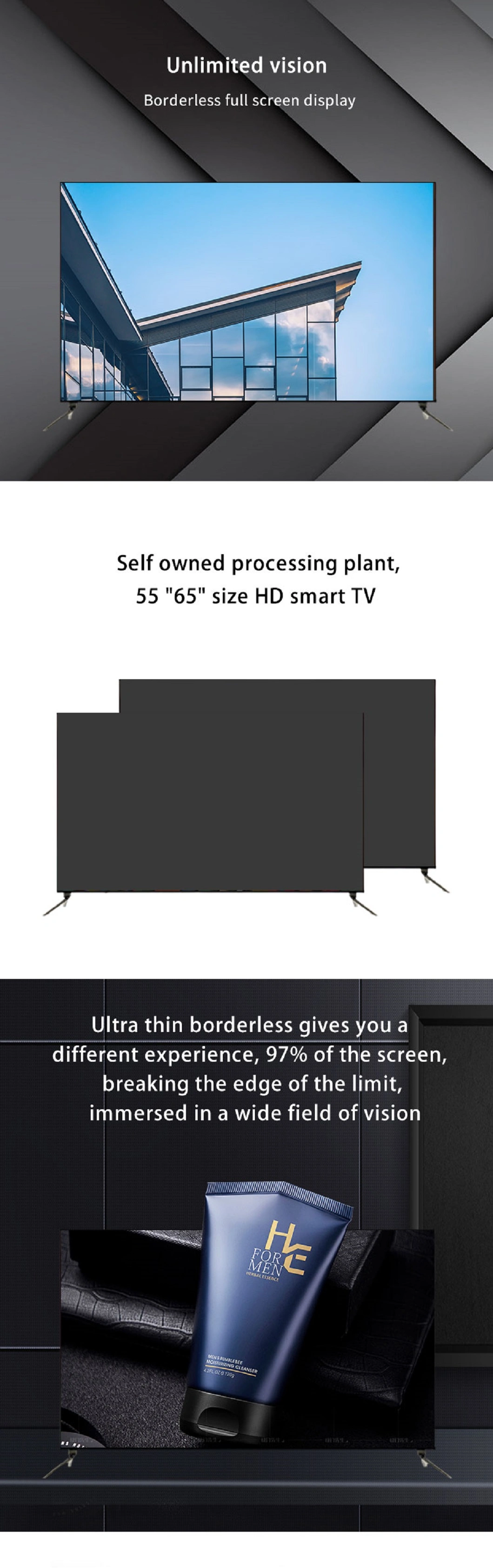Flat Screen 43-65 Inches Smart Full-HD Color LED TV with 1080P or 2160p