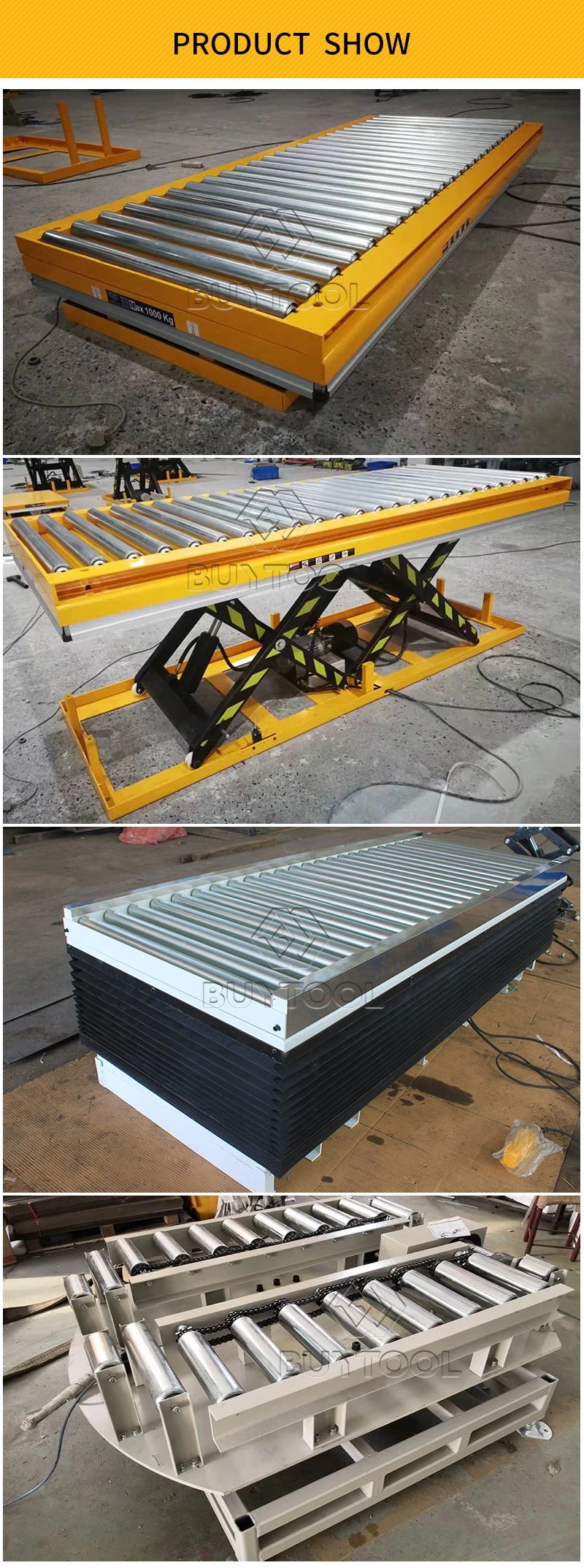 Battery Powered Scissor Lift with Powered Roller Conveyor