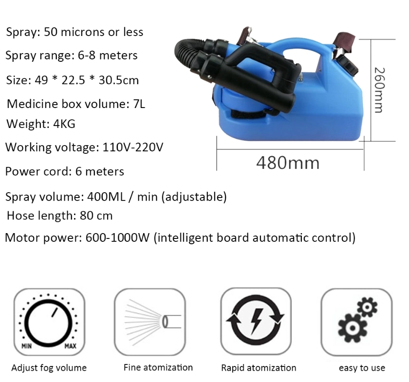 7L Electric Cold Fogging Machine Ulv Fogger Ulv Ultra Low Capacity Knapsack Electric Sprayer Disinfection Machine Low Price