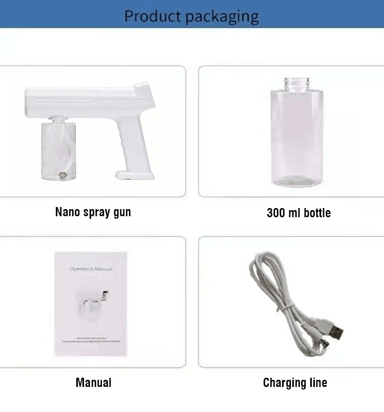 4800mAh Cordless Battery Automatic Electric Sanitizing Fogger Nano Blu Ray Disinfection Spray Gun