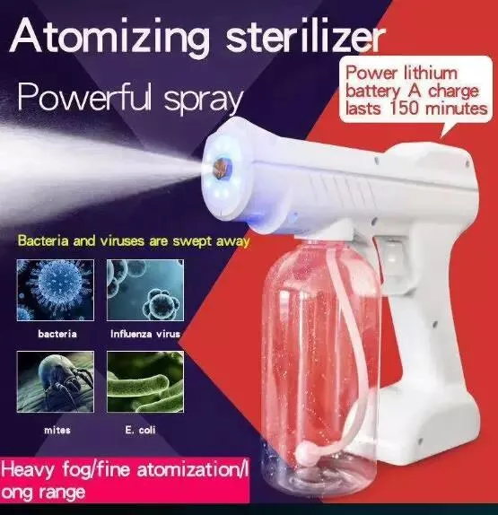 Portable Handheld Fog Machine Nano Steam Gun Mist Blower Sprayer Disinfectan Electrostatic Sprayer Sanitising Gun