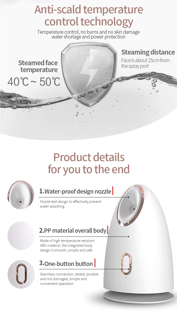 Household Professional Nano Ionic Hot Steam Face Mister and Deeply Moisture Vaporizador Facial Steamer Machine