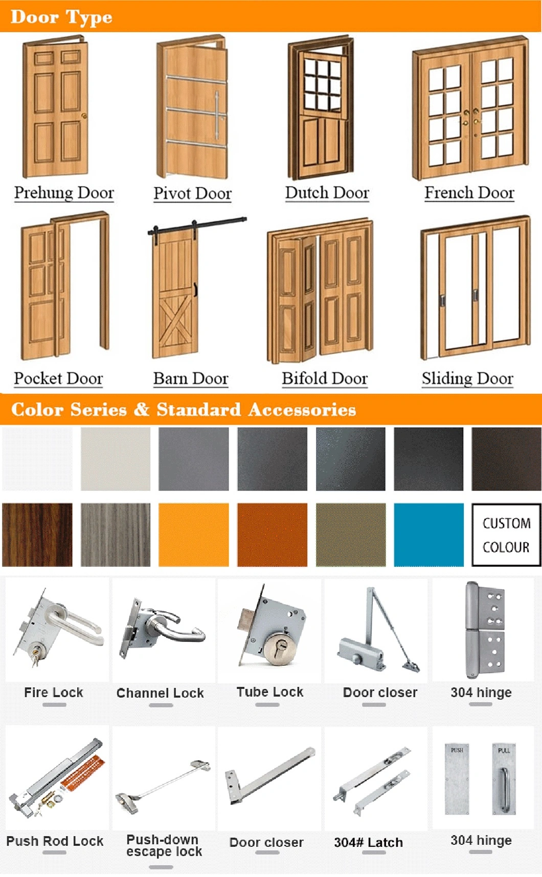 Compound Door Waterproof Door Price WPC Panel Doors Door Panel MDF Wooden Door Factory