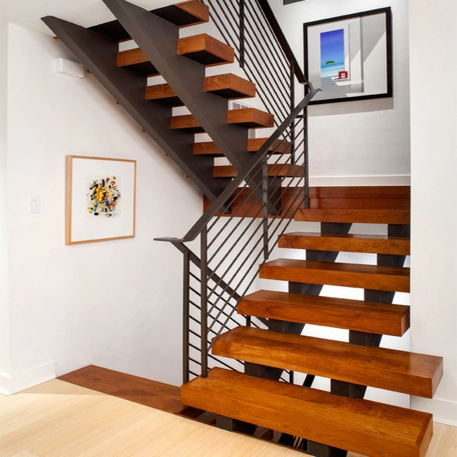 Prima Indoors Modern Design Steel Wood Prefabricated Straight Staircase