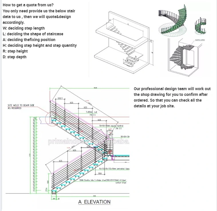 Prima Indoors Modern Design Steel Wood Prefabricated Straight Staircase