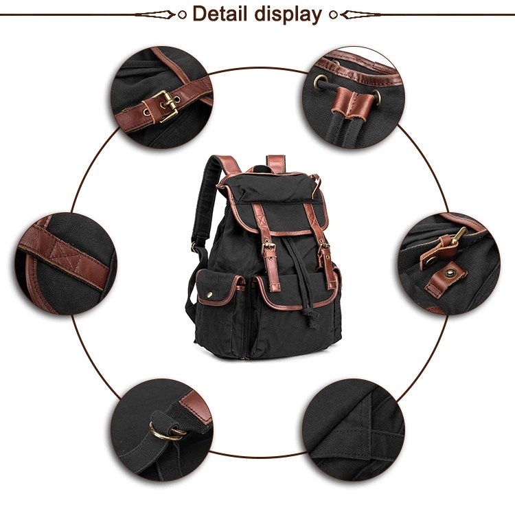 Customized Color of Fashion Vintage Canvas Backpack Rucksack