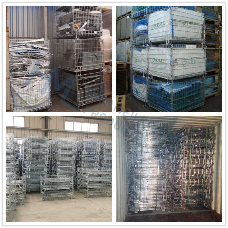 European Rigid Galvanized Zinc Folding Collapsible Wire Mesh Containers Supplier