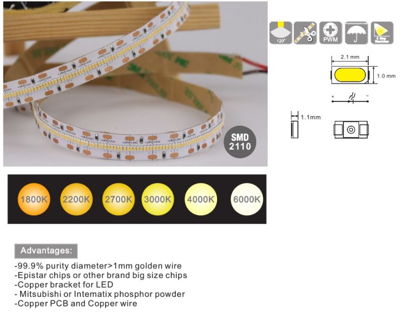 2110-336LED/M LED Strip Warm/White SMD Strip IP20/IP65 Indoor Lights