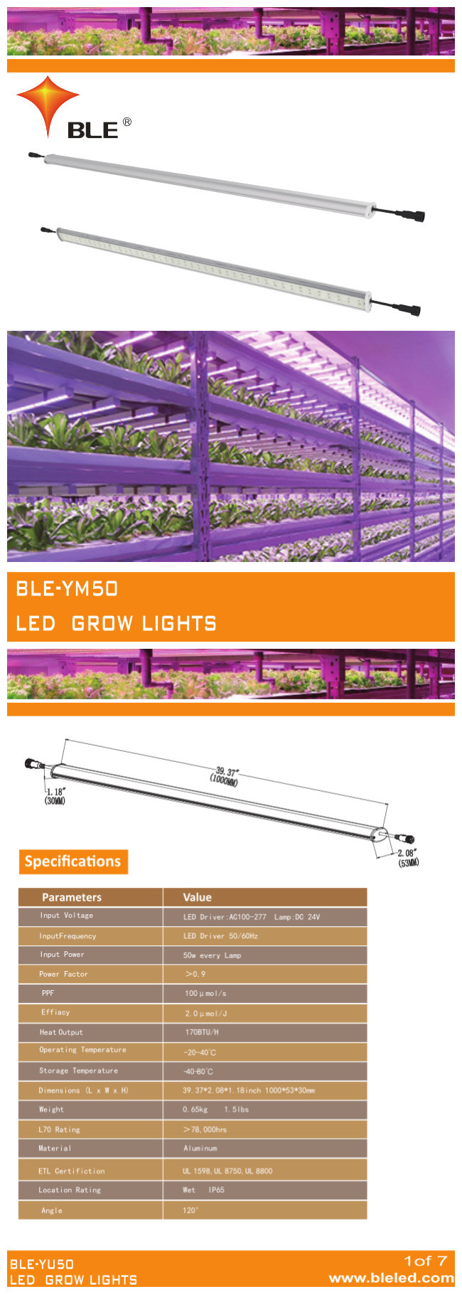 LED Grow Light Full Spectrum Indoor 50W Planting Factory Grow Lighting