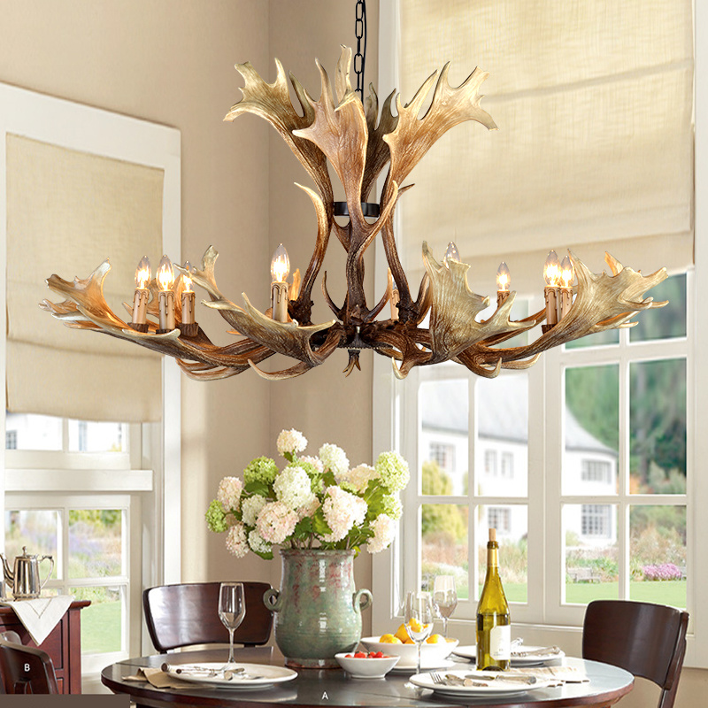 Deer Antler Hanging Pendant Light Fixtures Indoor Home Lighting (WH-AC-14)