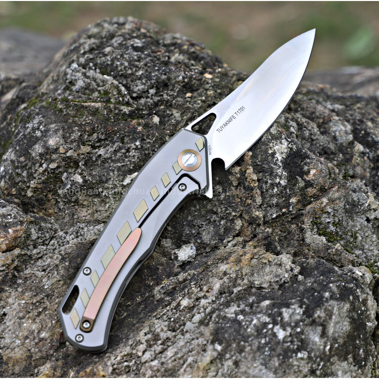 Titanium Handle S35vn Blade Outdoor Folding Knife