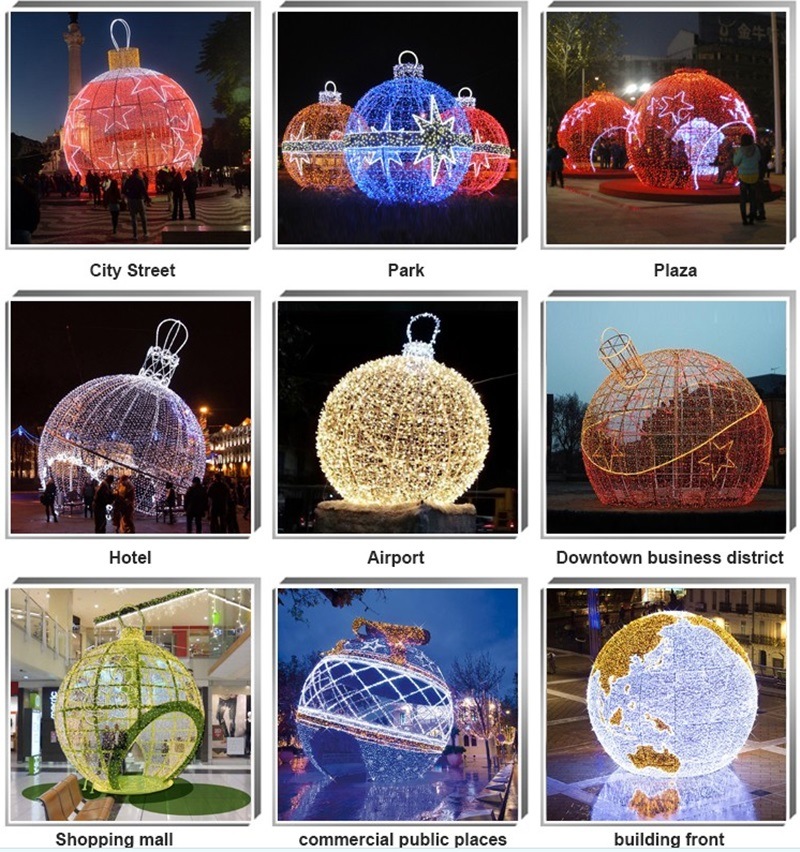 Outdoor Waterproof Christmas Decorative Accessories LED 3D Hanging Ball Large Illuminated Ball Lights