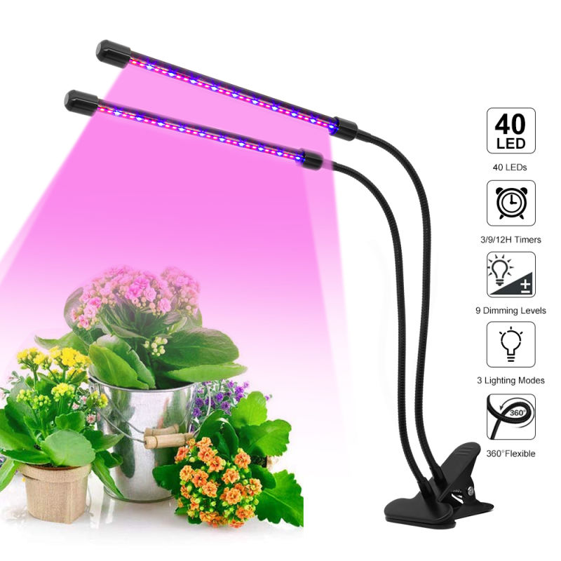 Plant Grow Light LED Growing Light Full Spectrum for Indoor Plants with Timer Plant Growing Lamps for Seedlings with Adjustable Gooseneck 2 Switch Modes