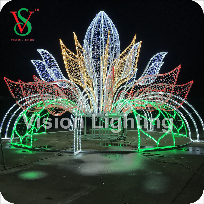 Outdoor 3D LED Christmas Lighted Fountain Sculptures for Commercial Christmas Shopping Malls Front Entrance Displays