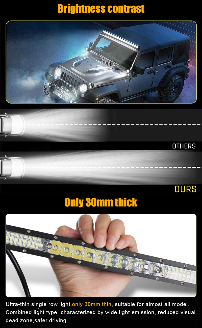 Single Row off Road LED Light Bar, Wholesale 12D Waterproof Truck 4X4 Driving Car LED Light Bar