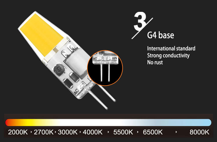 DC/AC12V No Flicker G4 LED Lights COB LED Bulb