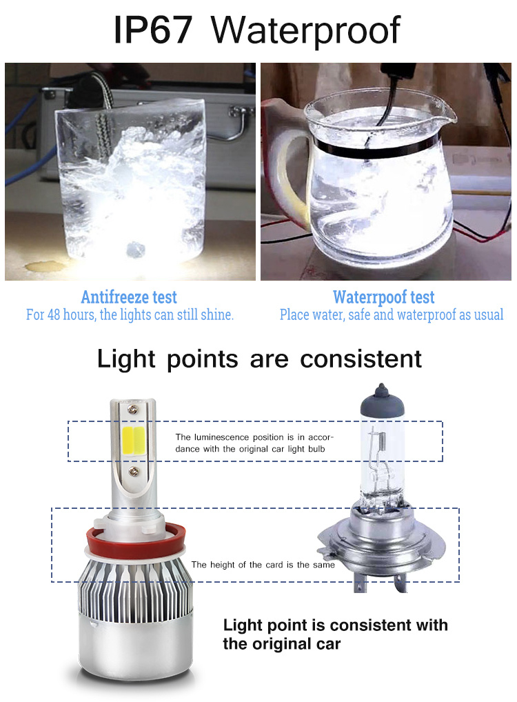 High Brightness Dual Color S2 Auto Spare Parts S2 C6 H4 H13 H11 LED Car Light Bulb H7 High Power LED Headlight