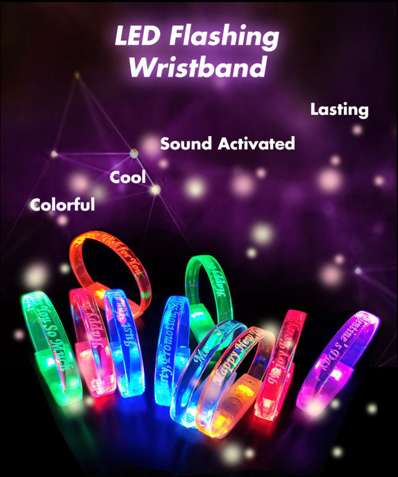 LED Light up Bracelet LED Flashing colorful Bracelet Flashing LED Wristband for Multicolor Party