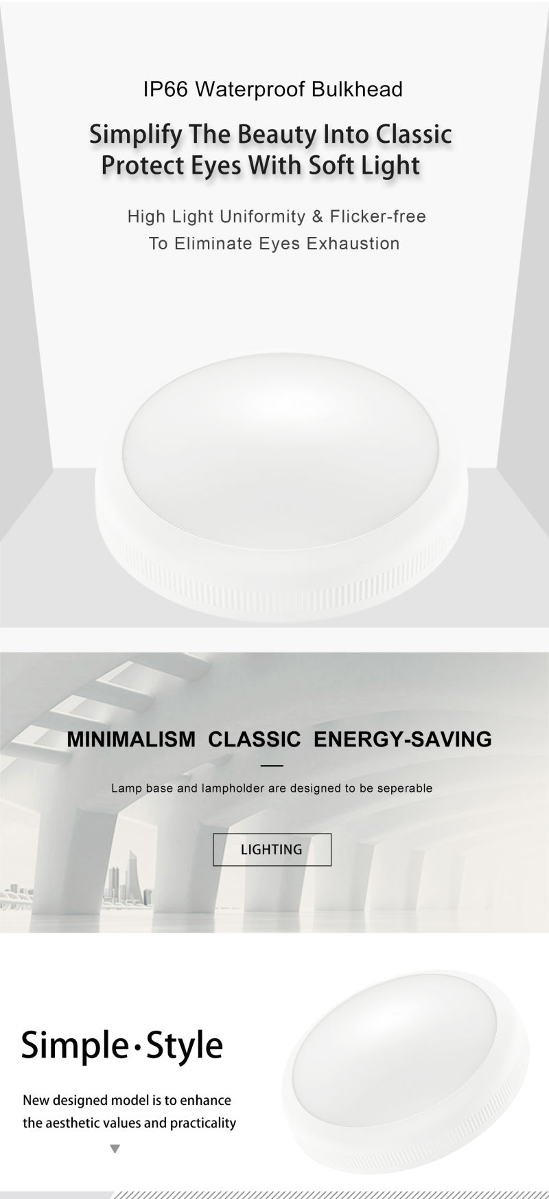 5W Ceiling Light Sensor LED Wall Light Bulkhead