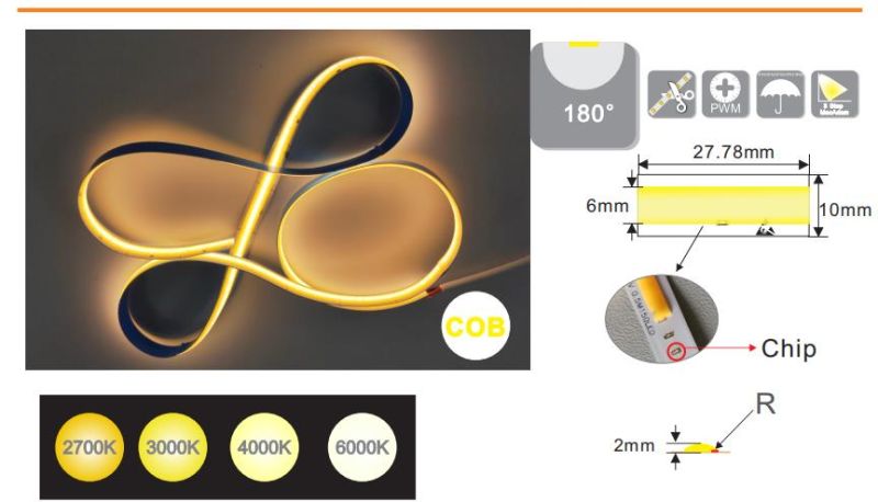 DC24V CCT LED Flexible COB Light Strip From China