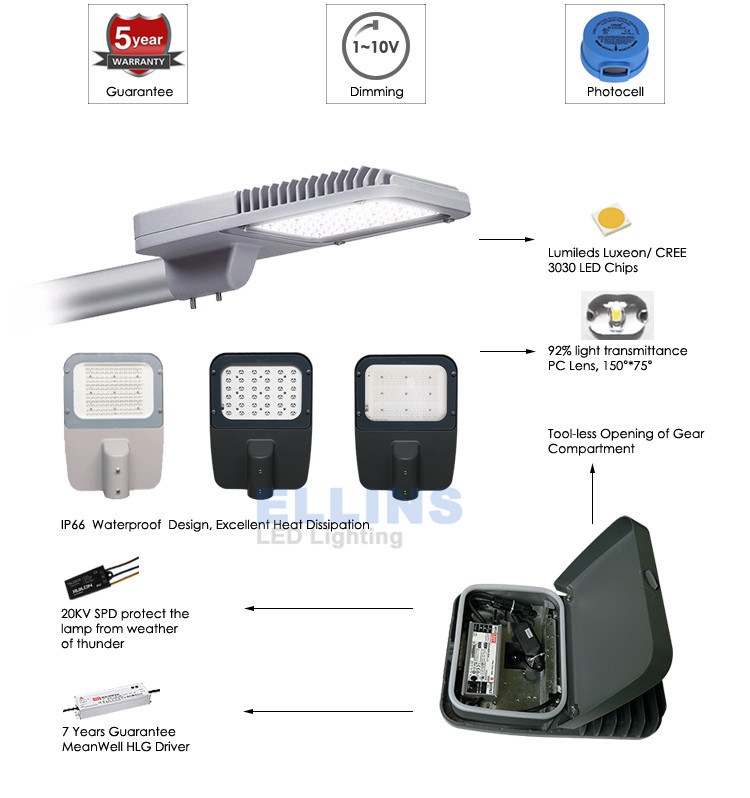 90W Outdoor Commercial LED Street Lamp