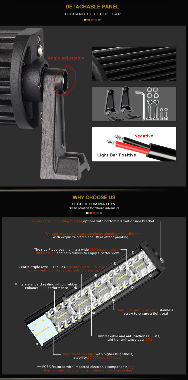 High Power DOT Triple Rows Combo Beam 22" 32" 42" 52" Inch 24volt LED Bar Offroad 4X4 Truck Car LED Light Bar