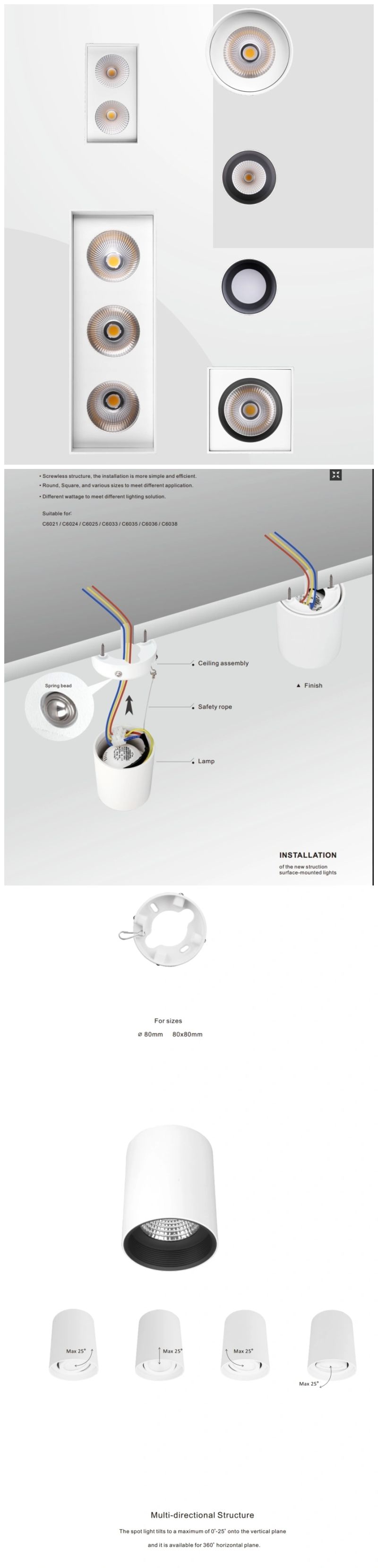 Ceiling Surface Mounted LED Lamp COB LED Down Light C6045-15W/20W