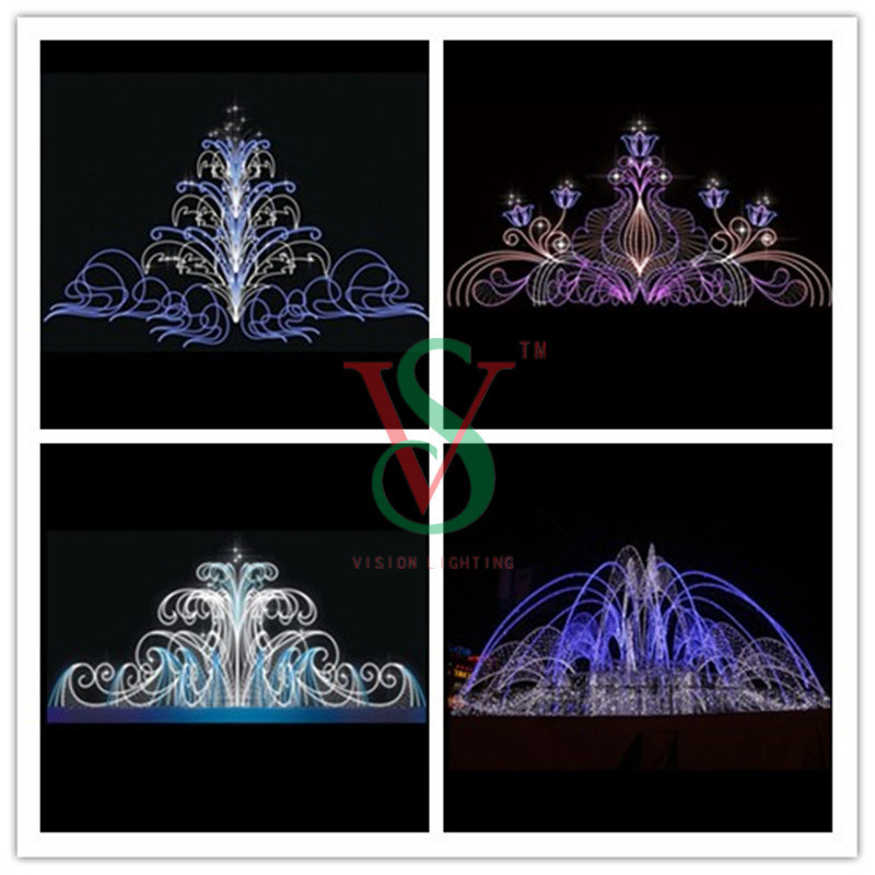 Outdoor 3D LED Christmas Lighted Fountain Sculptures for Commercial Christmas Shopping Malls Front Entrance Displays