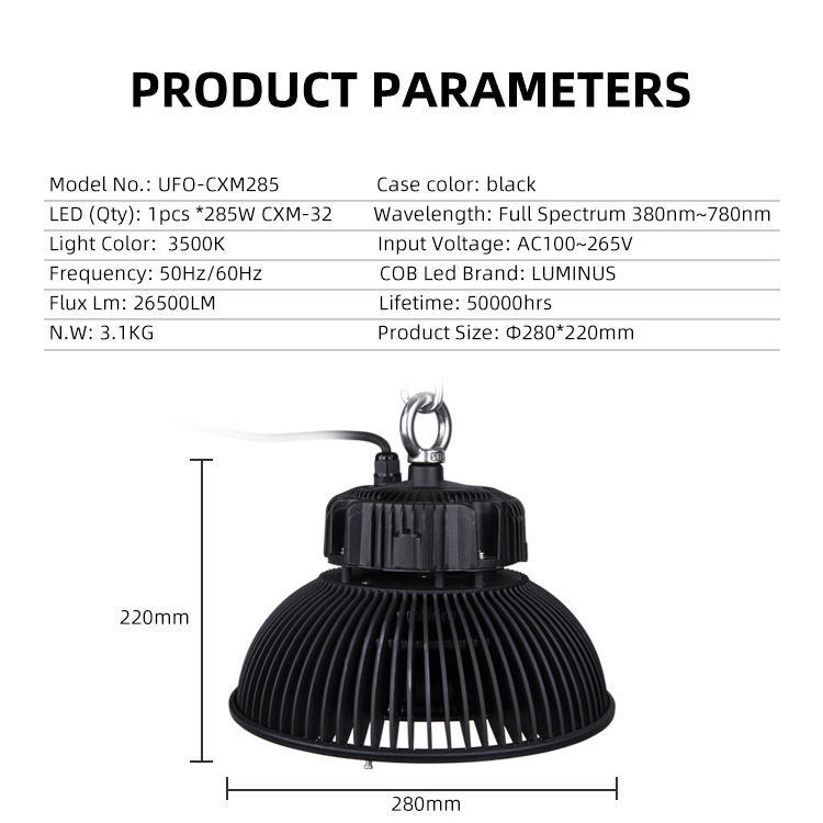 285W LED Grow Light with Luminus Cxm32 COB for Indoor Plants