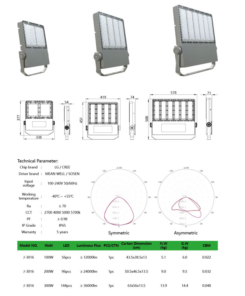 High Power LED Flood Light 100W 200W 300W Playground LED Lights