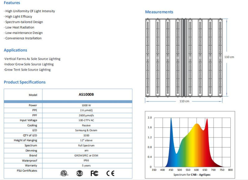 650W 800W 1000W LED Grow Lights for Indoor Plants LED Lighting for Hydroponic