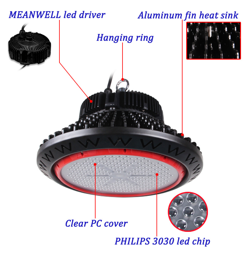 High Power Warehouse LED Industrial Lighting UFO LED High Bay Light