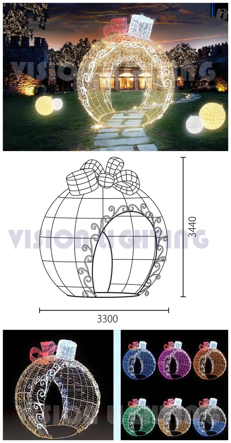 Outdoor Waterproof Christmas Decorative Accessories LED 3D Hanging Ball Large Illuminated Ball Lights