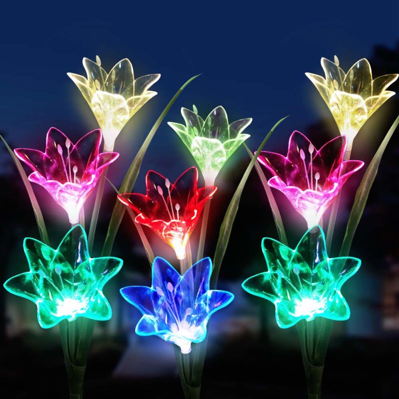 Flower Lily Artificial Flower with Solar LED Light