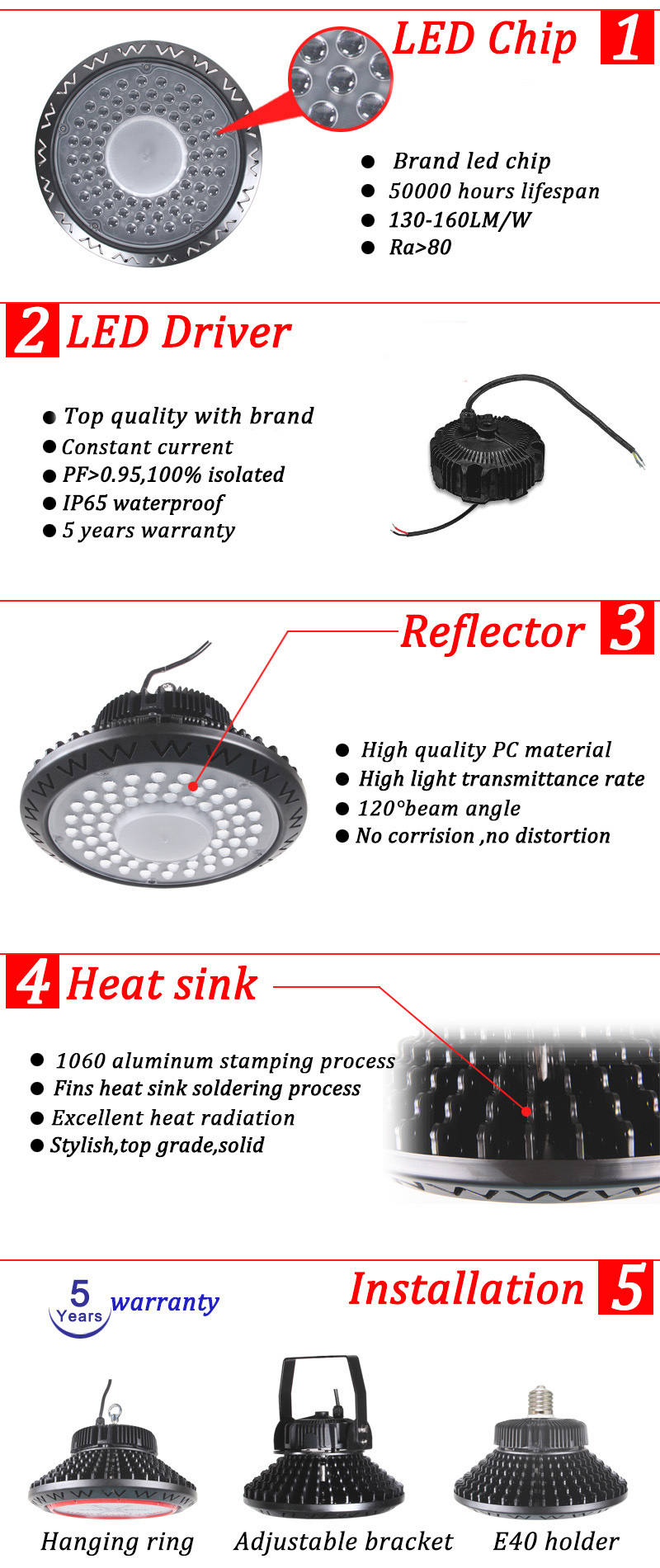 Wholesale 100W UFO LED High Bay Light for Industrial Use