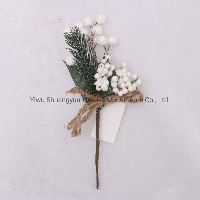 Artificial Green Plants Redberry Branches with Ornaments for Home Decor