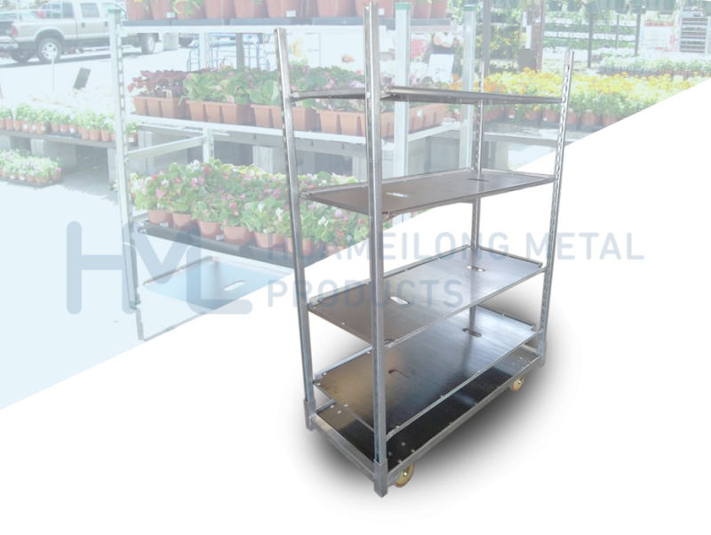 Steel Garden Flower Nursery Plant Transport Cart with Wheels