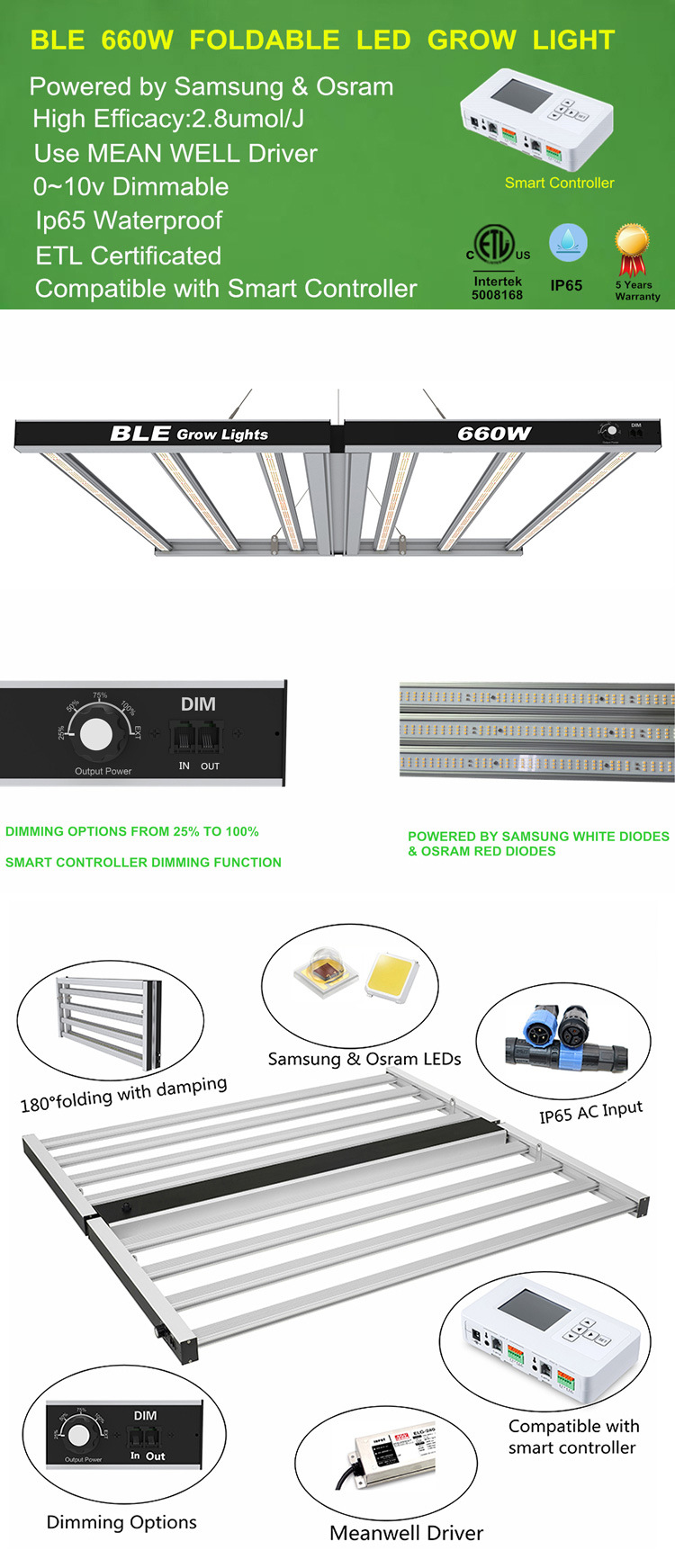 BLE DIY Cheap LED Grow Light 660W Hydroponic Quantum Lm301b Grow LED Light