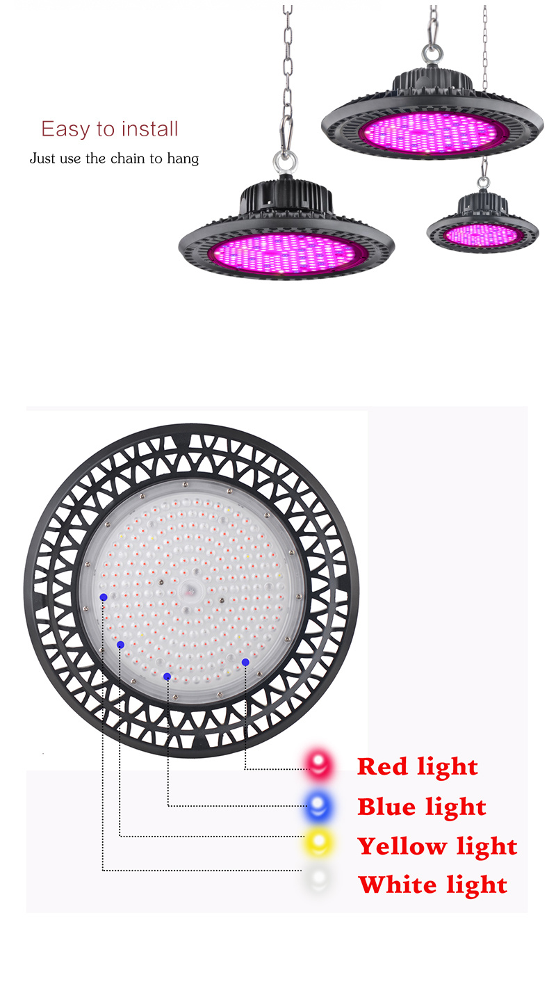 1-10V Dimmable Full Spectrum Growing Light 300watt UFO LED Growth Light