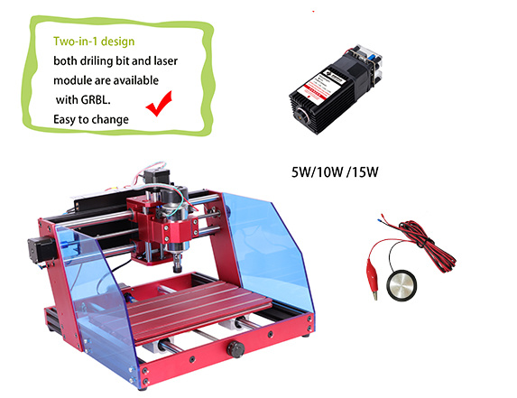 3020 300W CNC Router Machine Laser and Bit 2-in-1 Kits for DIY Wood Plastic at Home Do It Yourself