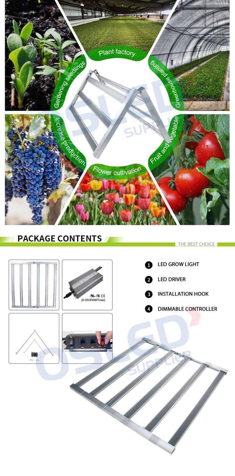 LED Plant Grow Light, with Adjustable Rope, Double Switch Full Spectrum Plant Light for Indoor Plants Veg and Flower