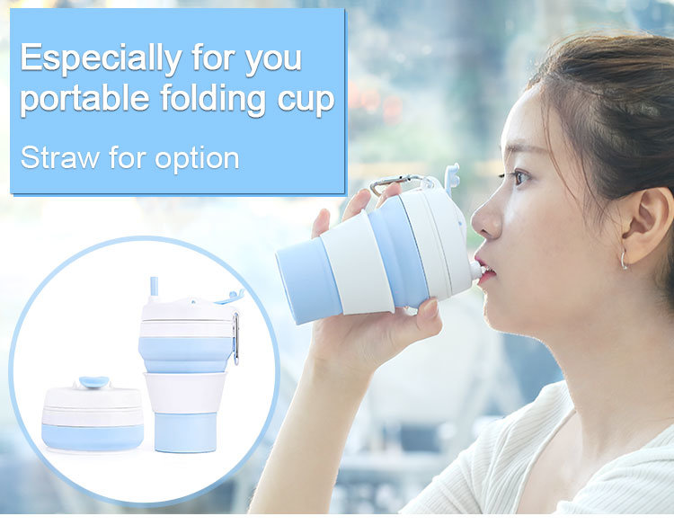 Collapsible Folding 12oz / 16oz /20oz / 350/ 480/ 600ml BPA Free Foldable Collapsible Folding Silicone Drinking Water Bottle Cup Mug