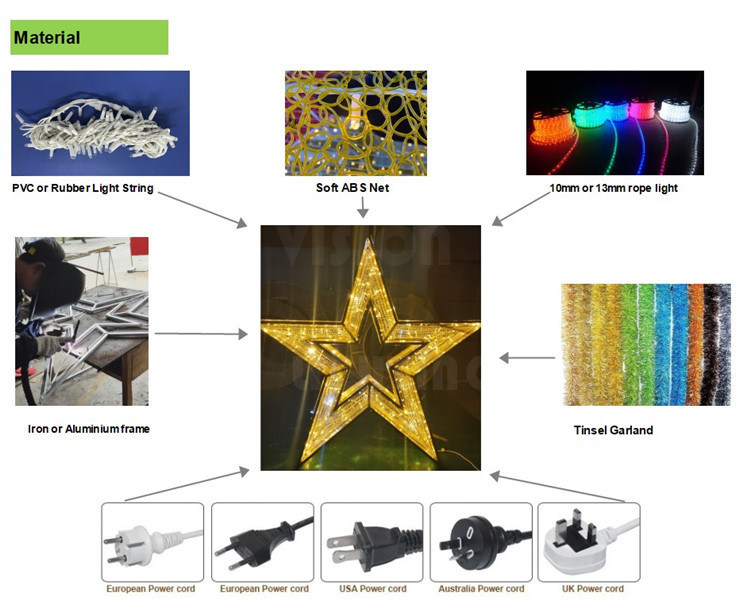 LED 3D Star Motif Ramadan LED Lights Decoration for Mall