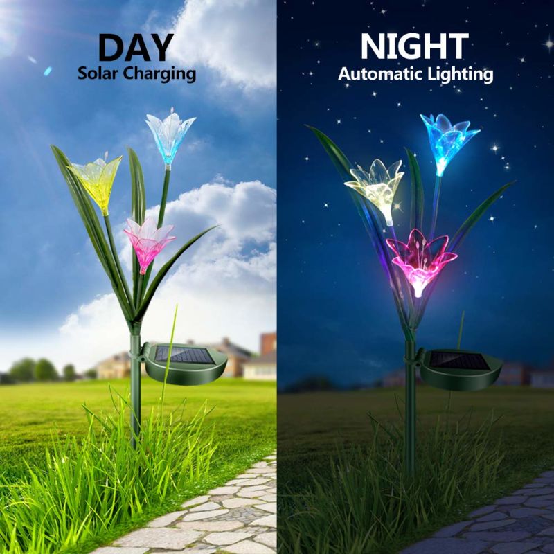 Flower Lily Artificial Flower with Solar LED Light