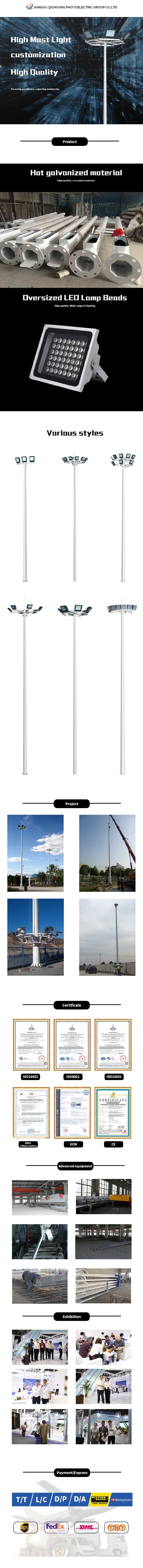 Outdoor Flood 1000W 1200W LED High Pole Mast Lights IP67